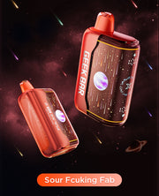 Orange disposable vape pod with dark mouthpiece, plus a second orange pod