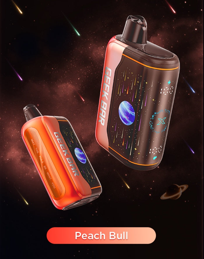 Gray disposable vape pod with dark mouthpiece, two units shown from side angles