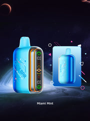 Geek Bar Pulse 2 vape device, light blue body with rainbow side stripe and LED screen