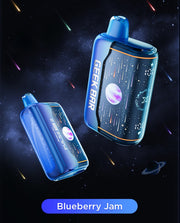Blue disposable vape pod with dark mouthpiece, with a second blue pod shown