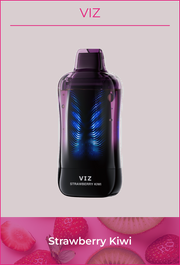VIZ 55K puffs device with blue light, dark body; Strawberry Kiwi flavor