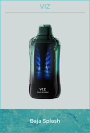VIZ 55K puffs device with blue light, dark body; Baja Splash flavor