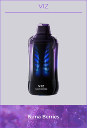 VIZ 55K puffs device with blue light, dark body; Nana Berries flavor