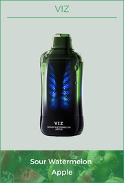 VIZ 55K puff device, black with green cap, Sour Watermelon Apple flavor
