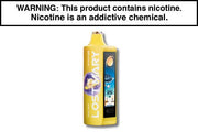 Disposable vape pod device, yellow body with vertical window and mouthpiece