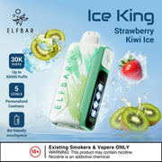 ELFBAR Ice King 30K vape device in white and green, Strawberry Kiwi Ice flavor