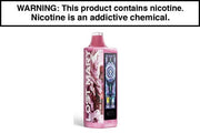 Pink disposable vape device with top mouthpiece and side display window