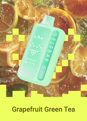 Aqua mint ELF BAR BC 30000 disposable vape, Grapefruit Green Tea flavor design.
