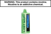 Green disposable vape device with top mouthpiece and side display window